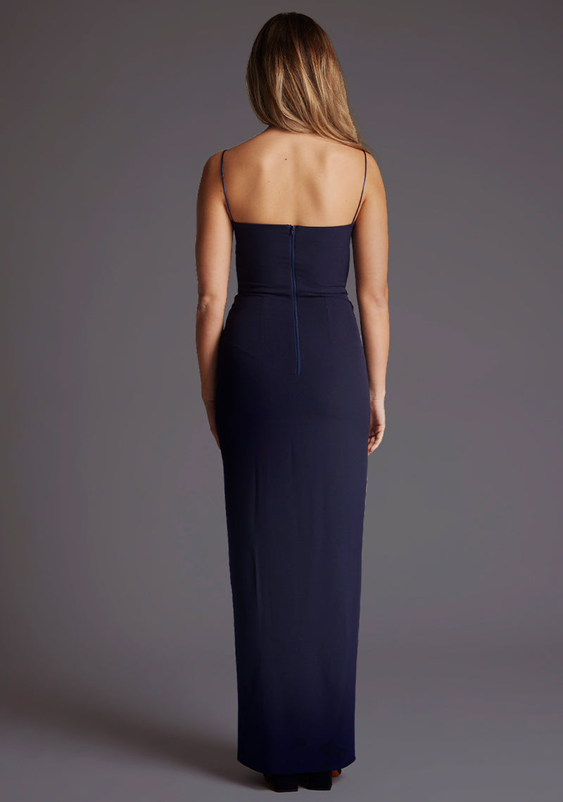 cami strap maxi dress Vesper Tate cami strap maxi dress with thigh split in Navy 8 / Navy