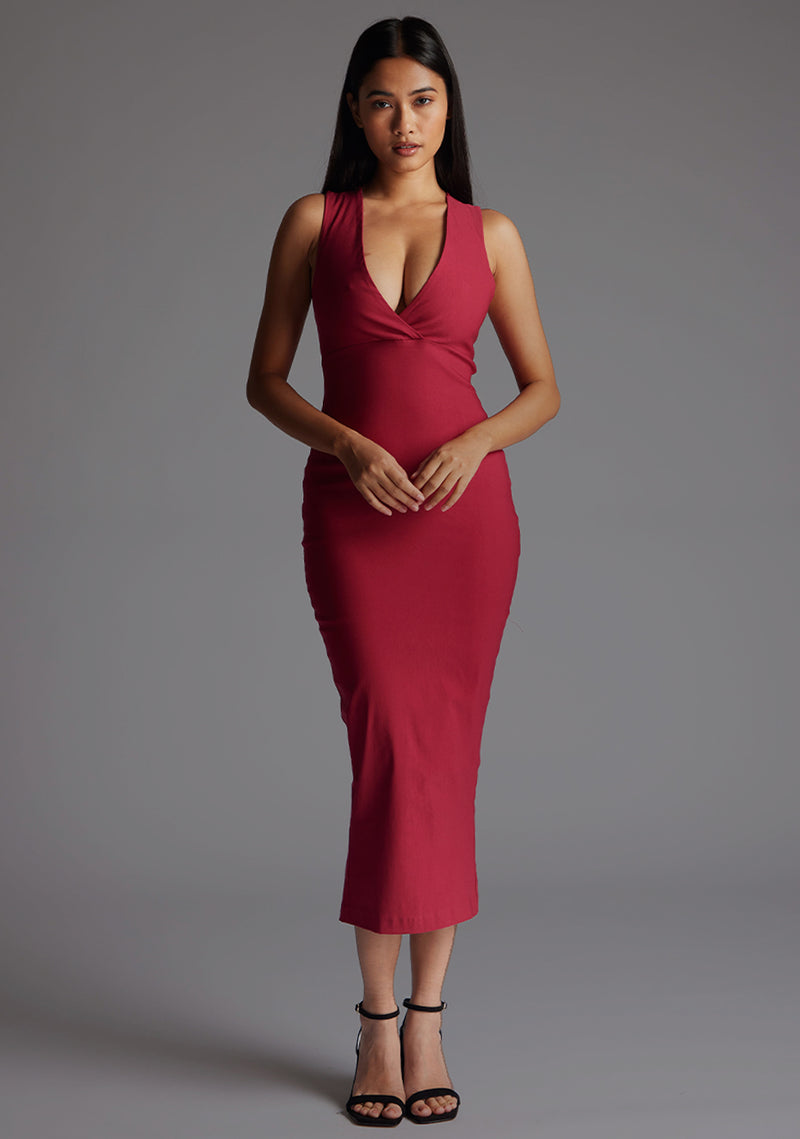 raspberry red dress Carmel