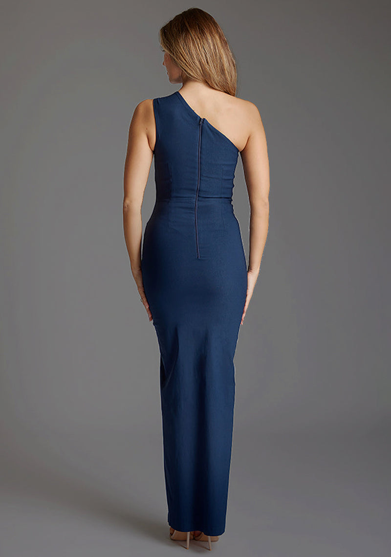 Wren | One Shoulder Cut Out Maxi Dress - Navy