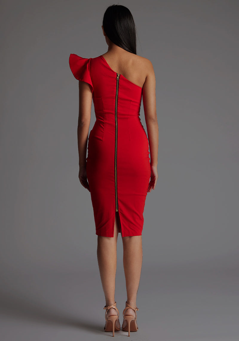 red midi backless dress Red Maxi Dress With Open Back And Bow