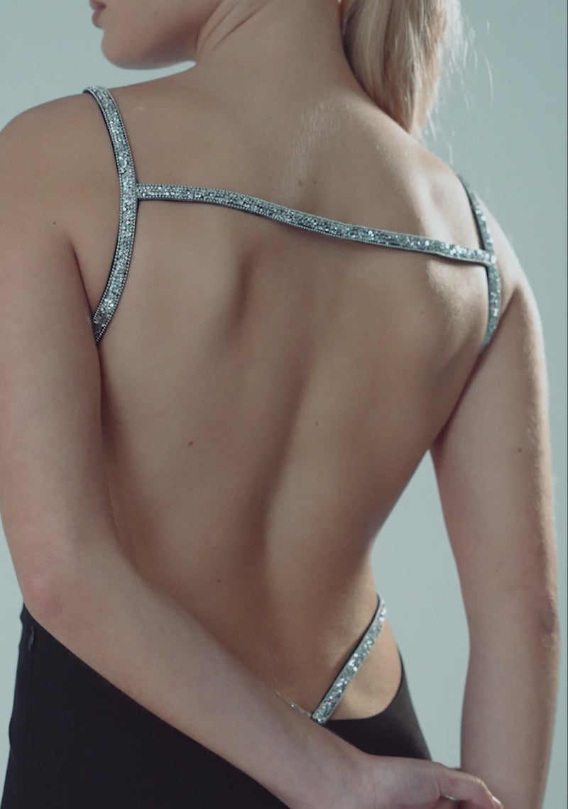 Alba | Open Back Black Maxi Dress
