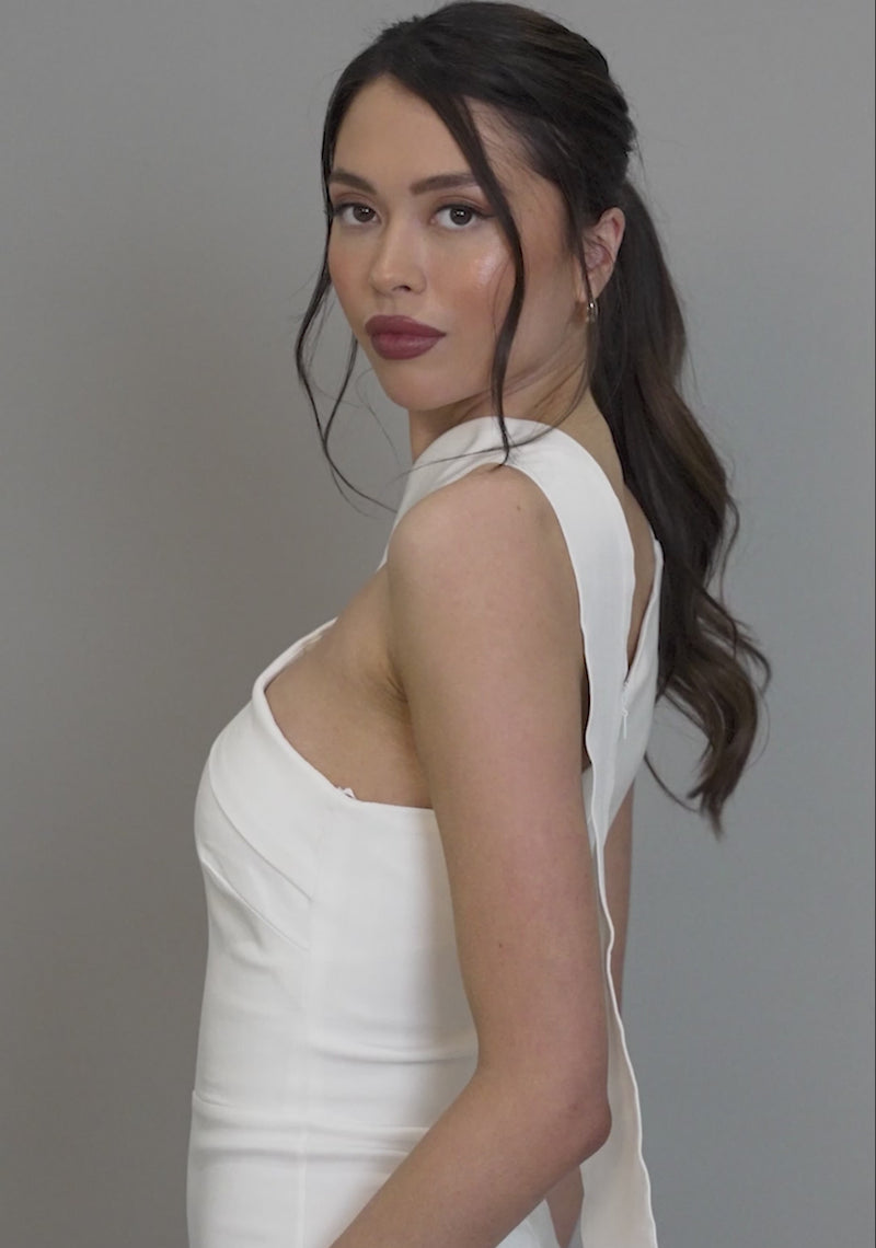 Everest | Collar Detail Bodycon Ivory Midaxi Dress